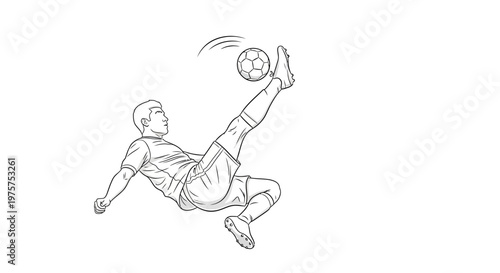 Man kicking a soccer ball in mid-air.