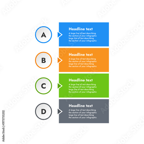 Modern Business Infographic Template with Four Steps Options List Design Vector Illustration