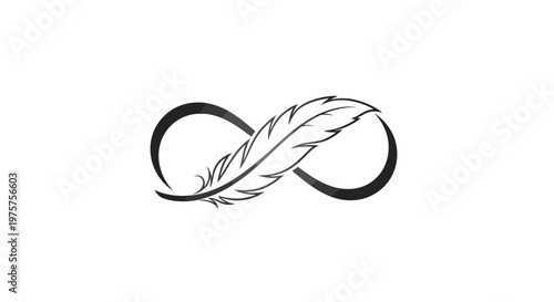 Infinity Symbol with Feather Element, Endless Love and Freedom Concept