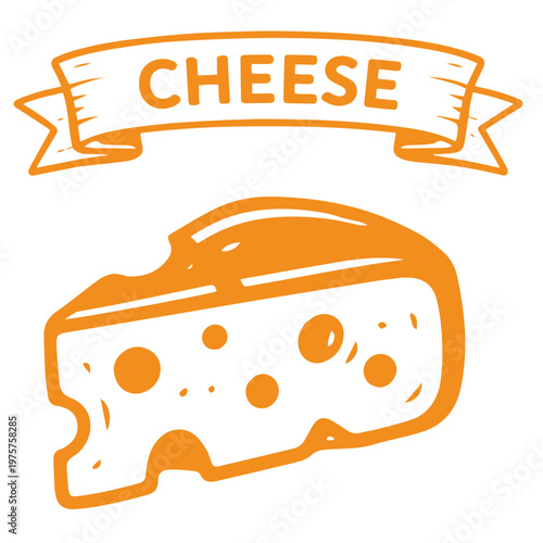 Cheese wedge with holes dairy snack food illustration
