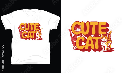 Cute cat vector illustration t-shirt design concept.