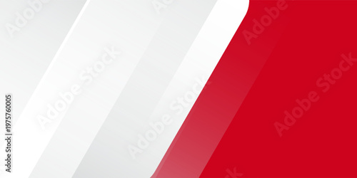 red and white banner background with diagonal stripes