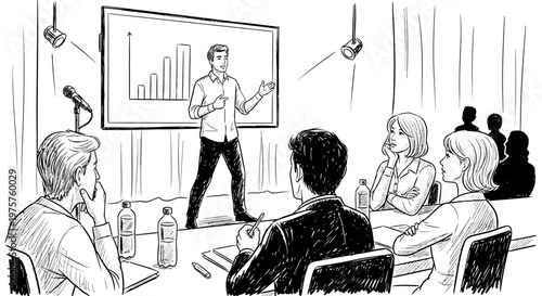 Businessman giving presentation to colleagues