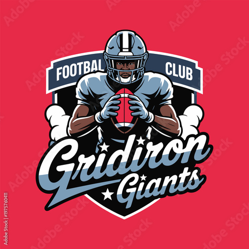 Football player american football gridiron giants illustration.