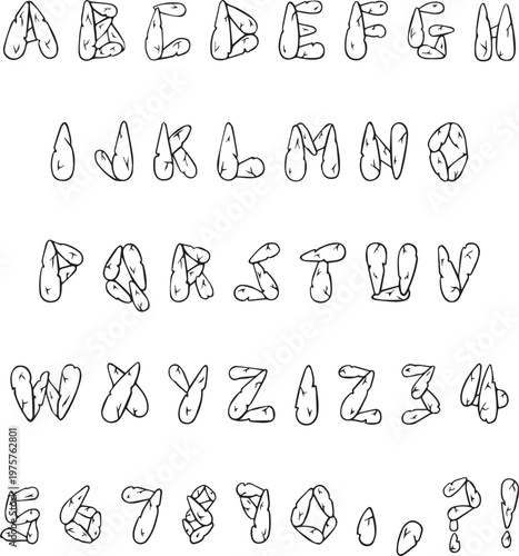 A Stonehenge Monolith Stone Cartoon Font Letters Text ABC 