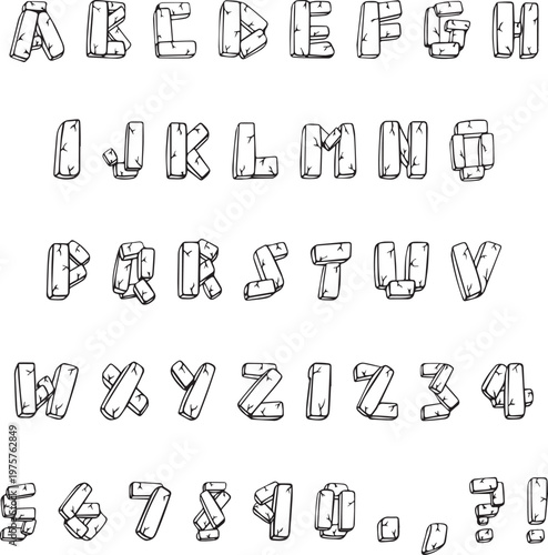 A Stonehenge Monolith Stone Cartoon Font Letters Text ABC 