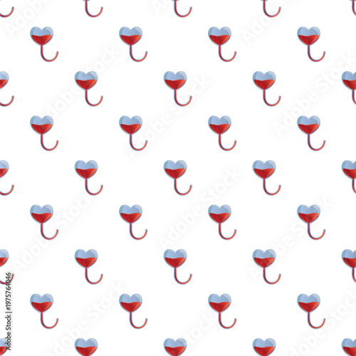 Heart shaped blood transfusion bags forming a seamless pattern on white background