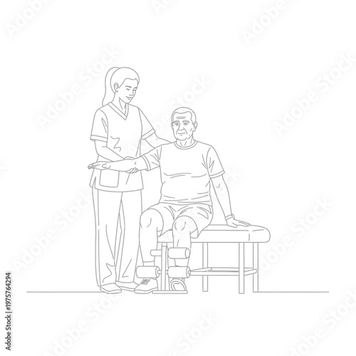 Physical Therapy Session Senior Man Receiving Treatment From Healthcare Professional