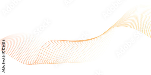 Abstract orange or yellow wave design on white background, Vector abstract background with dynamic orange waves, Orange waves with lines. Curved wavy line, smooth stripe.,