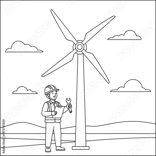 Wind Turbine Technician Inspecting Renewable Energy Infrastructure