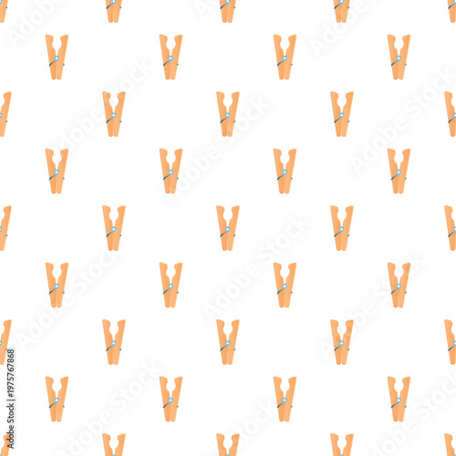 Wooden clothespin objects forming a repeating seamless pattern on a clean white background