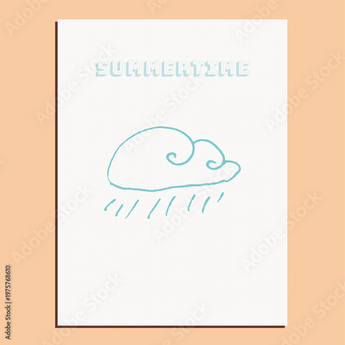 Hand-drawn Summertime Rainy Cloud Illustration