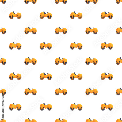 Yellow cartoon steamrollers form a repeatable seamless pattern on a white background
