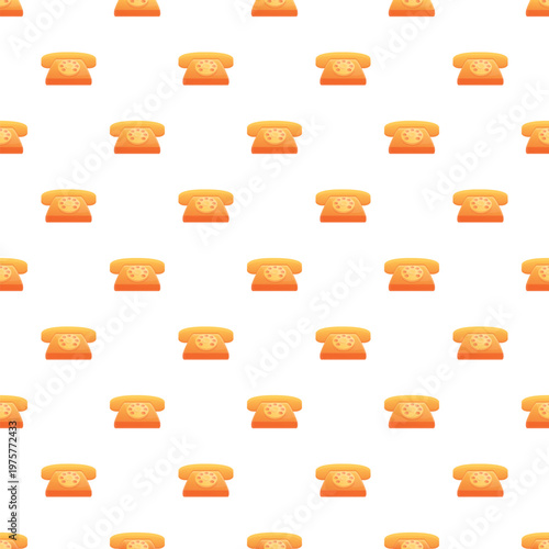 Orange retro rotary telephones creating a repeating graphic background pattern