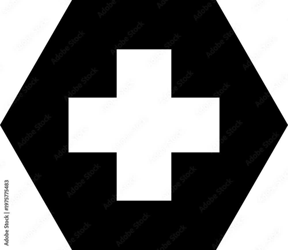 Obraz premium Black Hexagon with White Cross