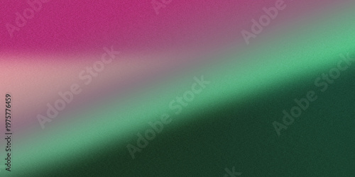 Abstract pink and green gradient background with grain texture.