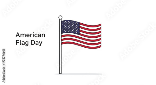 American flag waving on pole for flag day celebration