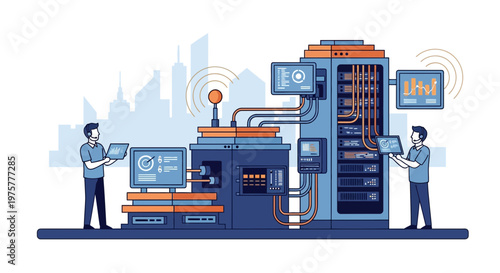 IT Professionals Performing Data Center Server Rack Maintenance