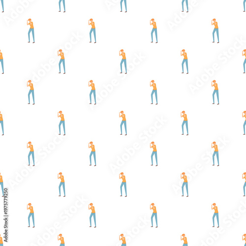 Woman suffering from pain and distress repeating in a seamless pattern