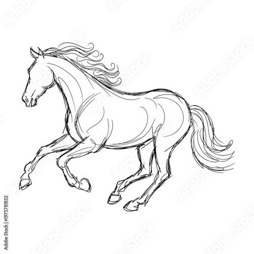 Beautifully drawn vector of a galloping horse in mid-stride