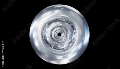 Futuristic swirling vortex of liquid chrome and mercury with mirror-like reflections on a sleek black background.