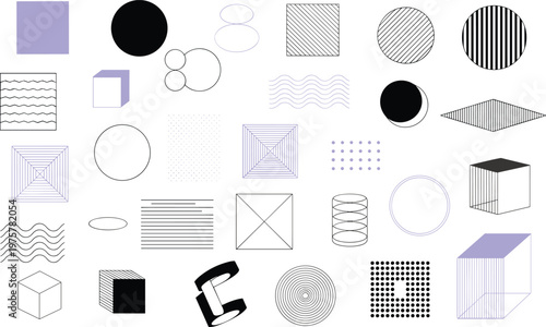 Collection of geometric and abstract design elements for web and graphic templates