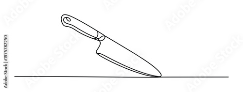 Vector of a chef's knife placed on a flat surface