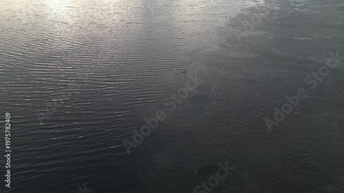 Aerial view of melting sea ice in early springtime, Oulu Finland