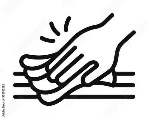 Vector of a hand gently pressing on a foot for massage or reflexology