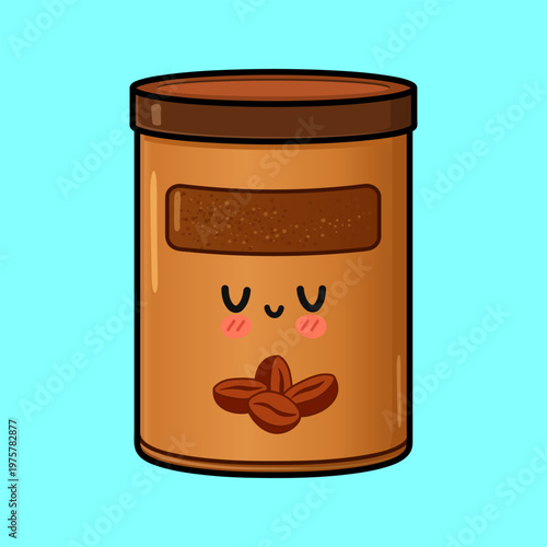 Kawaii coffee container cartoon with smiling face