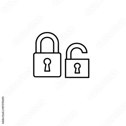Vector of a closed padlock and an open padlock