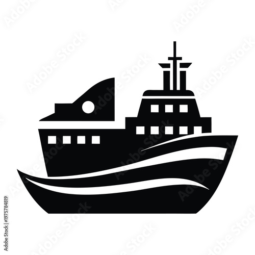 Arctic icebreaker ship vector illustration navigating frozen sea with exploration concept
