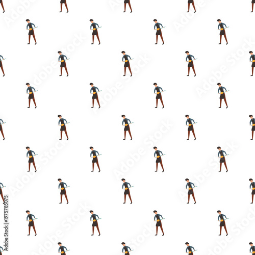 Artisan glassblower working with molten glass on a blowing pipe creating a repeating pattern