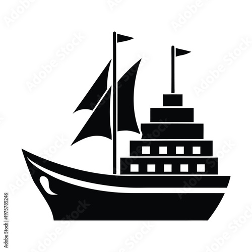 Isometric cargo ship vector with containers and port logistics for global trade and distribution concept