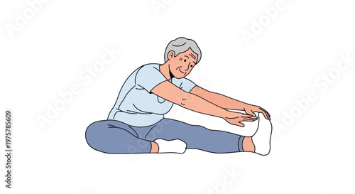 Senior woman stretching legs sitting yoga pose flexibility exercise for healthy living and wellness