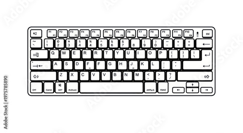Computer keyboard with white keys.