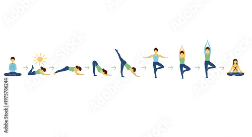 Yoga poses, vector illustrations, fitness icons, wellness graphics, 10 yoga postures