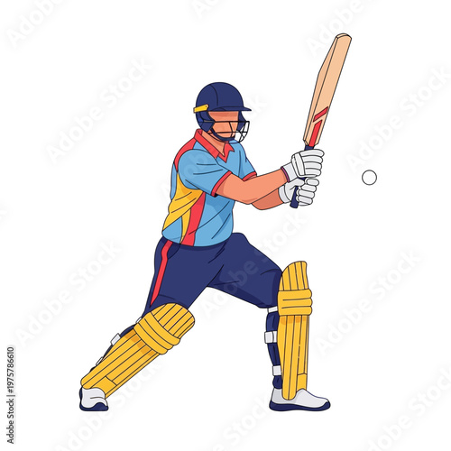 Cricket Player Batting Action Illustration