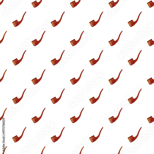 Smoking pipes creating a seamless repeating pattern on a clean white background