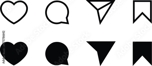 Social media outline icon set.