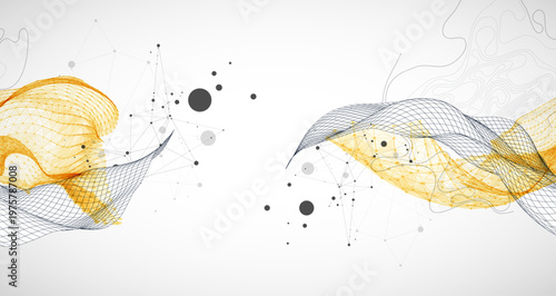 The abstract wave is made in a frame style. Template for science and technology presentation.