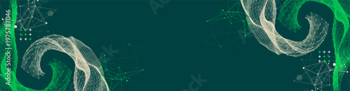 The abstract wave is made in a frame style. Template for science and technology presentation. Vector art.