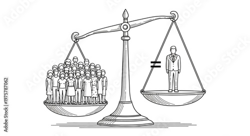 Inequality and imbalance concept with people on a scale