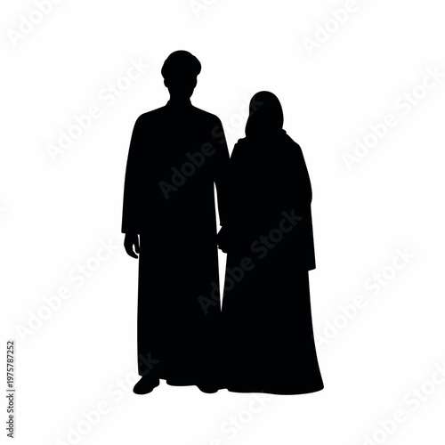 Elegant Arabic Couple Silhouette Standing Together