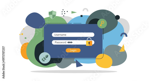 Login screen with colorful background