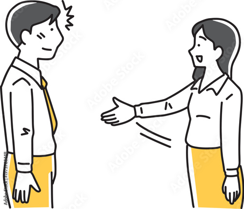 男性に握手を求める女性