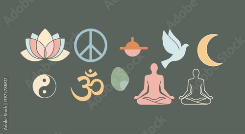 Meditation and yoga symbols for peace and harmony