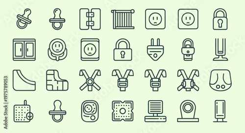 Collection of various security icons.
