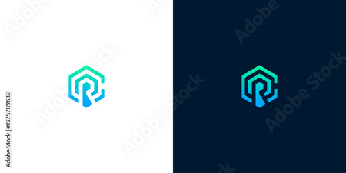 Abstract geometric hexagon logo with a minimalist tech-inspired design, representing innovation and connectivity