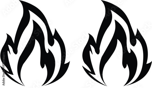 Set of fire flame icons